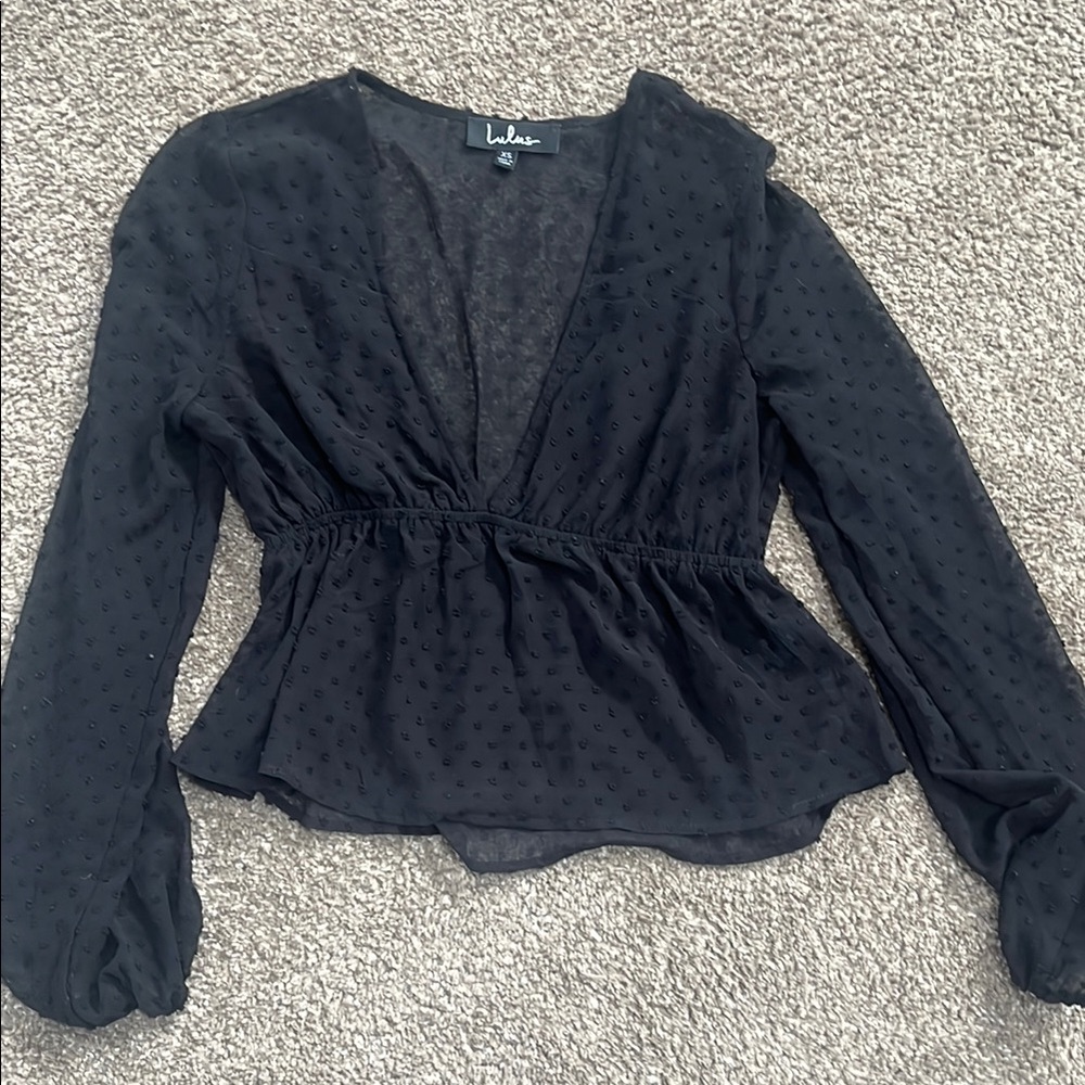 Lulu's Black Sheer Women's Top